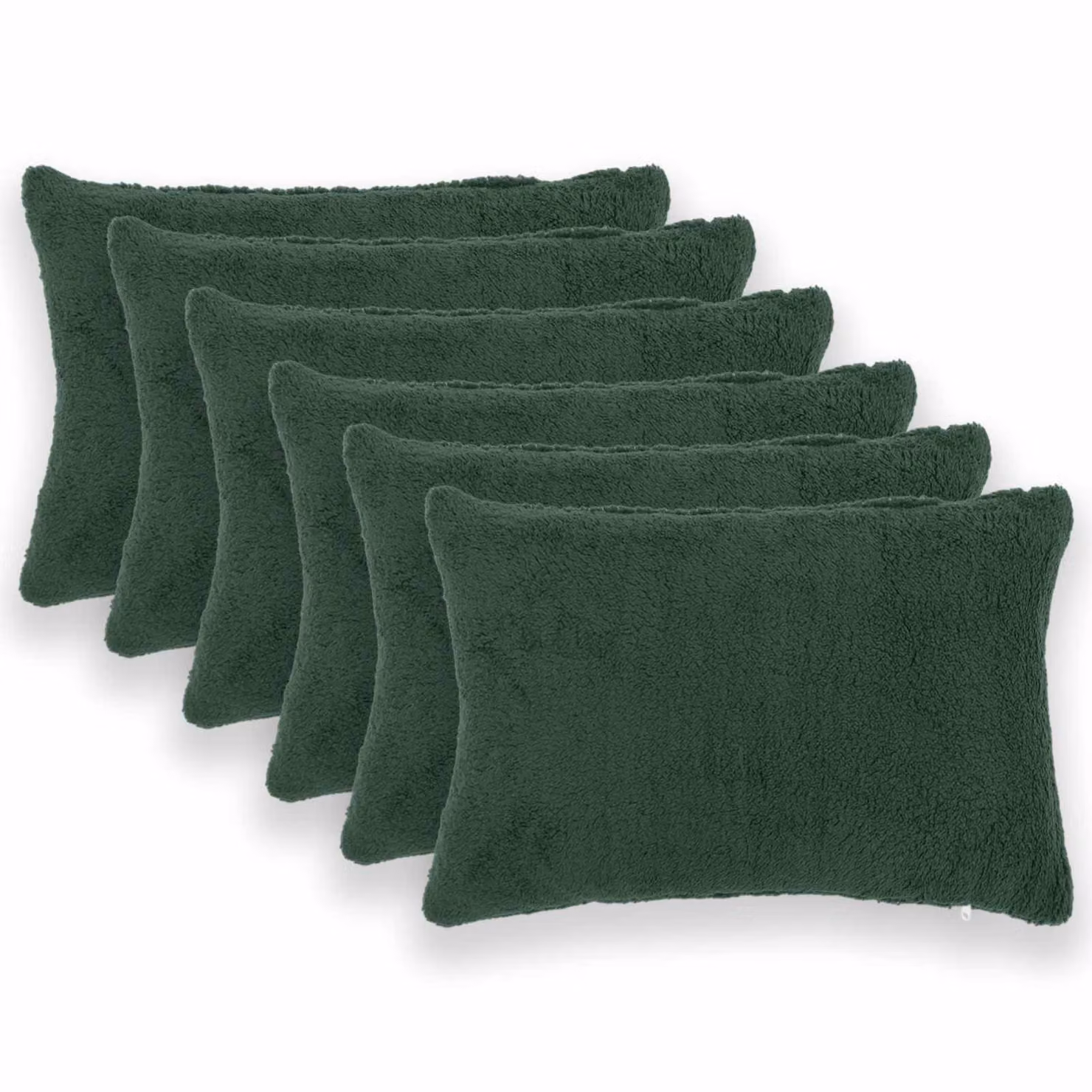 Set di 6 federe vidaXL HEERLEN in tessuto bouclé verde scuro, L 60 cm x P 40 cm