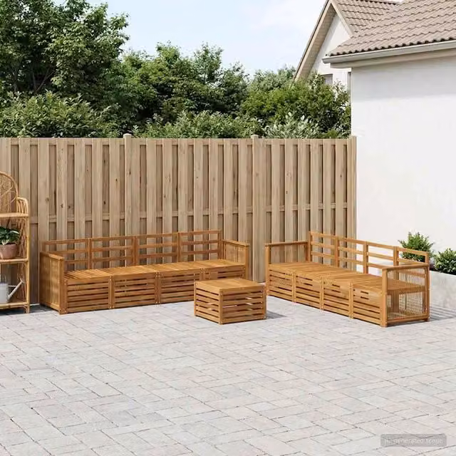 Set di divani da esterno 9 pz Naturale 3384175