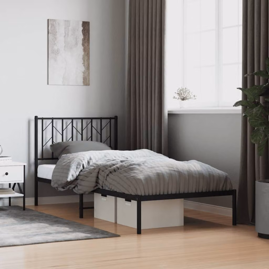 vidaXL Giroletto con Testiera in Metallo Nero L/P/H: 200 x 90 cm