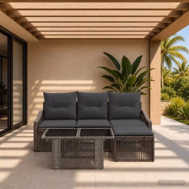 Set Divano da Giardino 5 pz Grigio e Grigio Scuro polyrattan 3437240