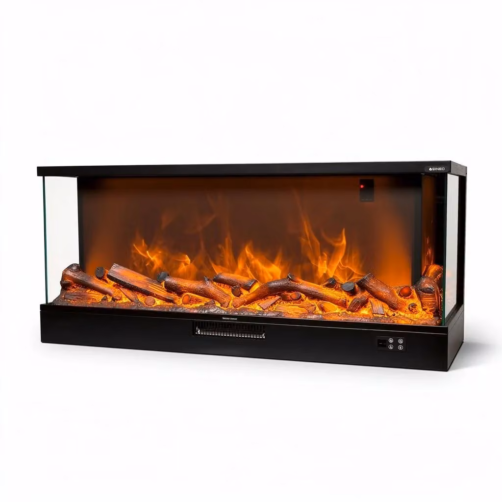 Caminetto Elettrico Sined Adige da Incasso e Appoggio, Nero, L: 180 cm, 1500W, Effetto Fiamma con 6 Intensità e Telecomando – 2