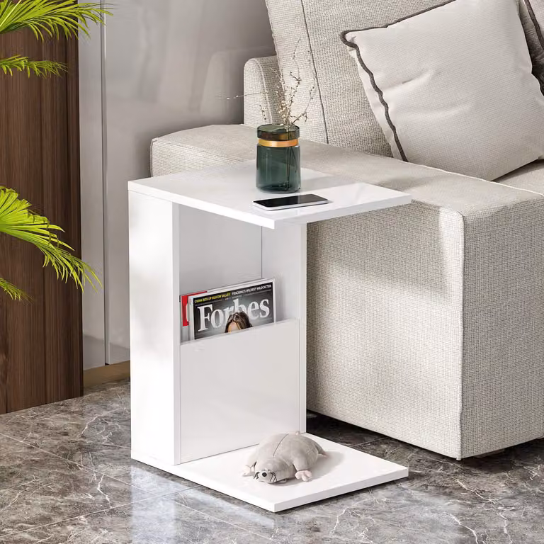 HOMIDEA Jour: tavolino da salotto con rotelle e ripiano – Tavolino moderno (bianco)