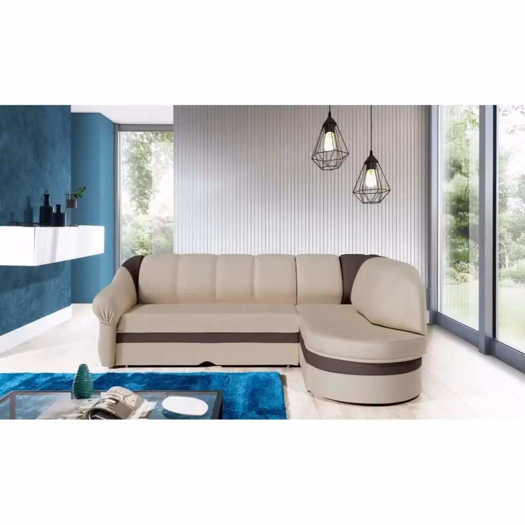 Divano angolare destro convertibile BENANA MEUBLORAMA beige e grigio con contenitore L/P/H: 250 x 180 x 85 cm – 2