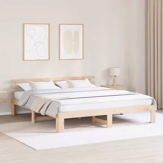 Struttura letto in pino massello naturale vidaXL L/P/H: 200 x 200 x 66 cm