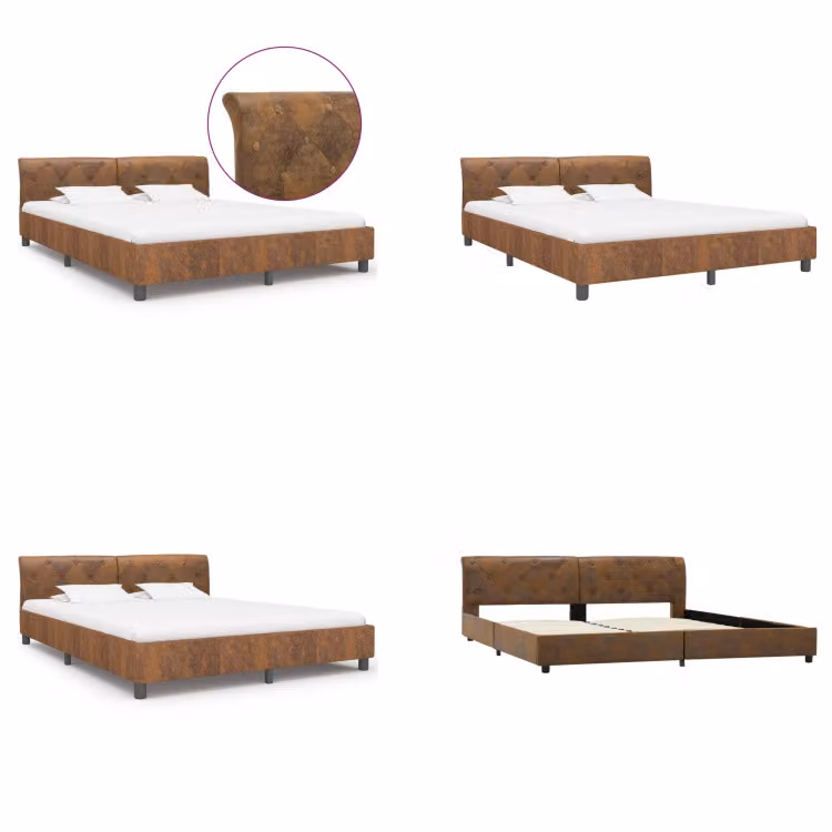 vidaXL Struttura letto in pelle scamosciata marrone 180 × 200 cm - Struttura letto - Cornici letto - Struttura letto - Letto