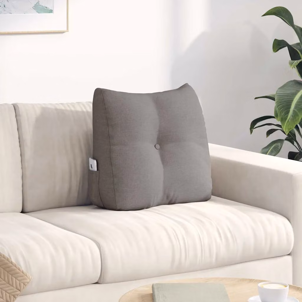 Cuscino per schiena ergonomico e sagomato vidaXL con rivestimento lavabile in poliestere, disponibile in beige o grigio, L 45 cm x P 24 cm x H 50 cm