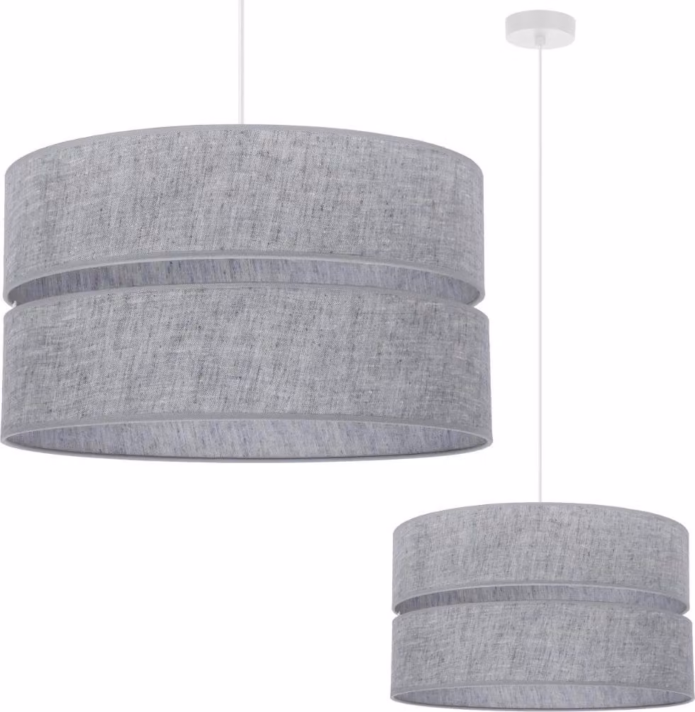 Len Duo lampada a sospensione bianca a 1 luce paralume grigio L04 40cm