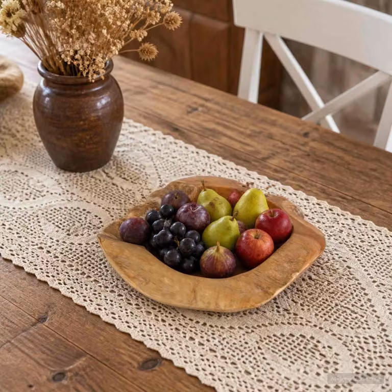 vidaXL Portafrutta JEPARA in legno di teak massello marrone, rotondo, Ø 50 cm