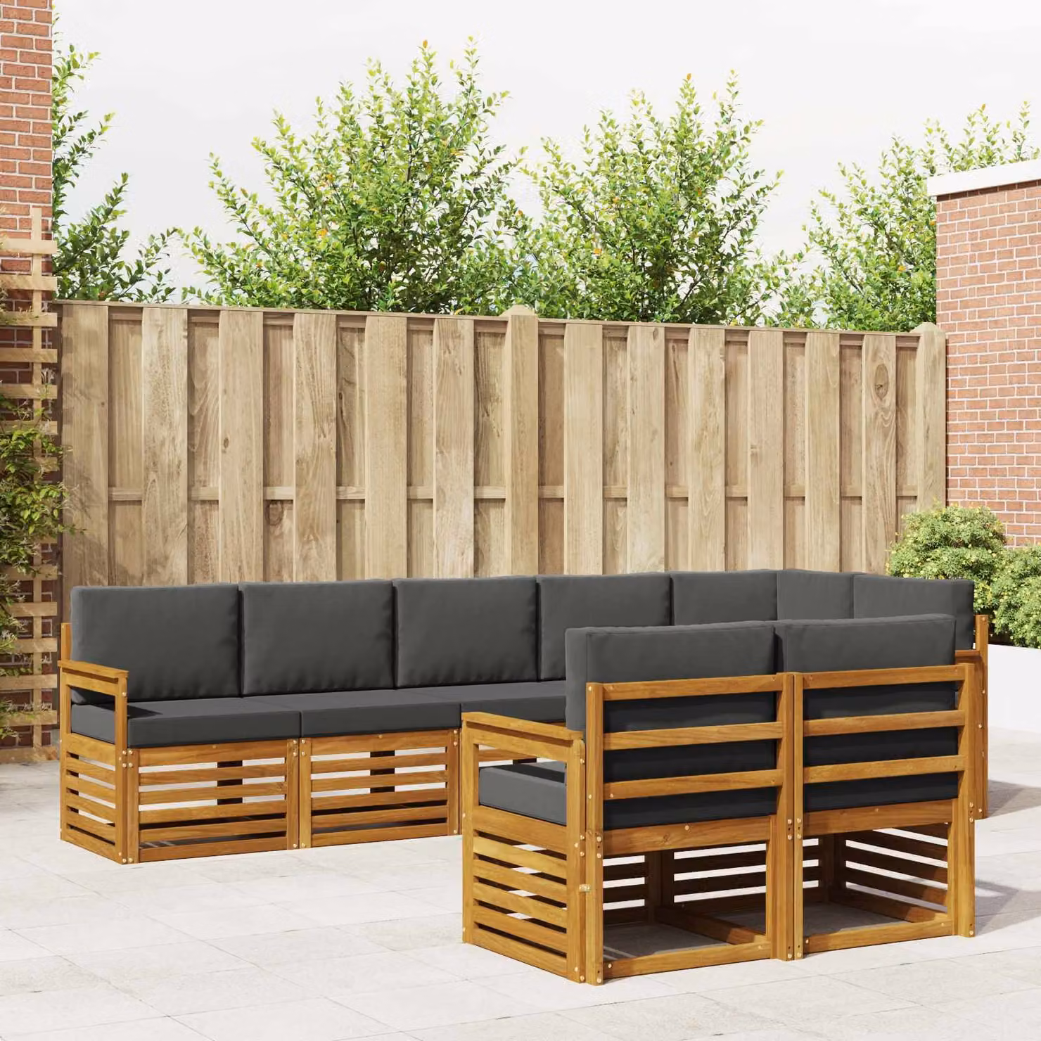 Set di divani da esterno vidaXL 8 pz in legno di acacia con cuscini beige e antracite