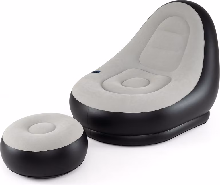 COSTWAY Poltrona gonfiabile con poggiapiedi, superficie rivestita in PVC e portabevande, letto gonfiabile portatile, poltrona gonfiabile, divano gonfiabile, per interni ed esterni