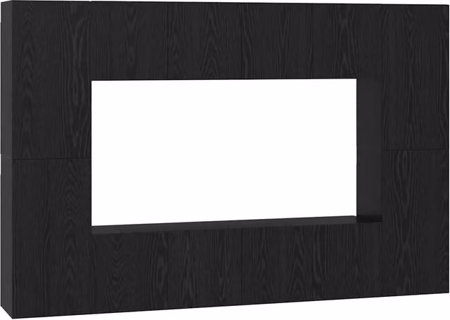 Set mobile TV 8 pz | Armadietto TV | Mobile Porta TV Rovere Nero Legno multistrato