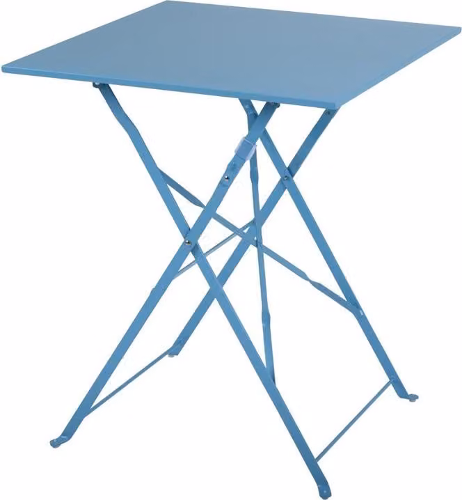 Tavolo Bolero in acciaio Perth, quadrato, blu azzurro, stile marciapiede, 600x600x710mm