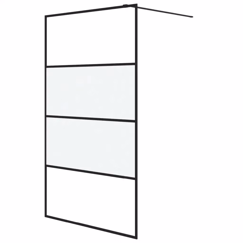 Parete Doccia Walk in vidaXL in Vetro Semi Smerigliato Nero L: 115 cm, H: 195 cm – 2