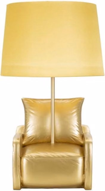 Lampada da comodino Midcentury Mauro Ferretti gialla e oro, ø 26 cm x H 46 cm