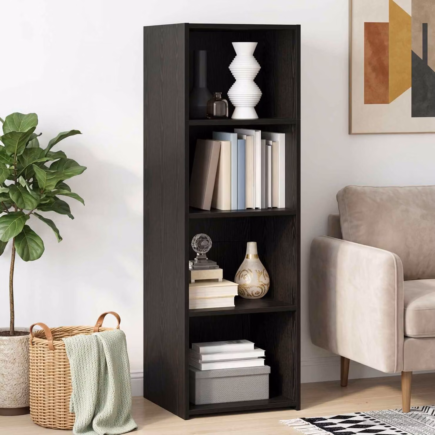 Credenza moderna vidaXL in legno MDF nero L 40 cm, P 41 cm, H 124 cm