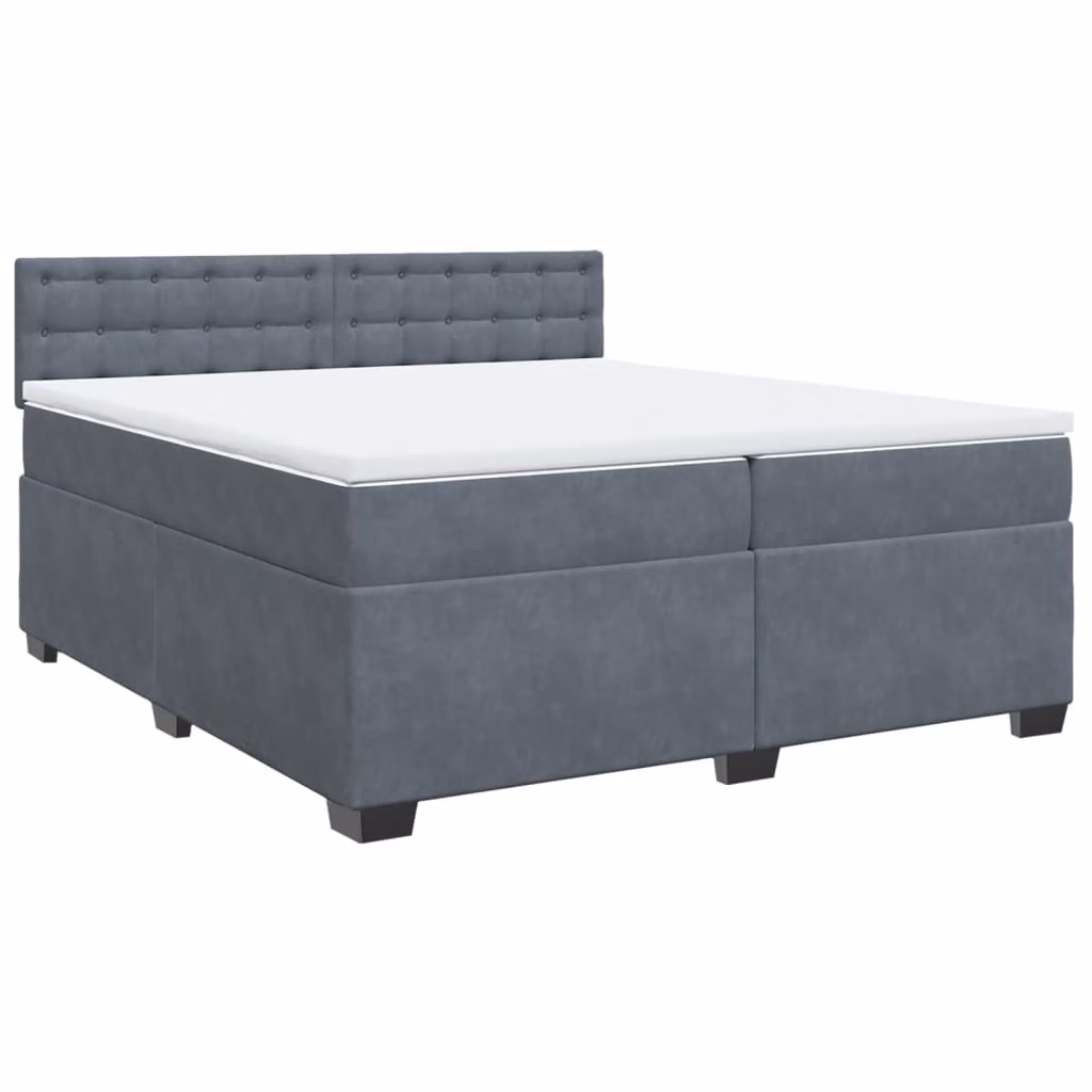 Giroletto a Molle con Materasso Grigio Scuro 200x200 cm Velluto