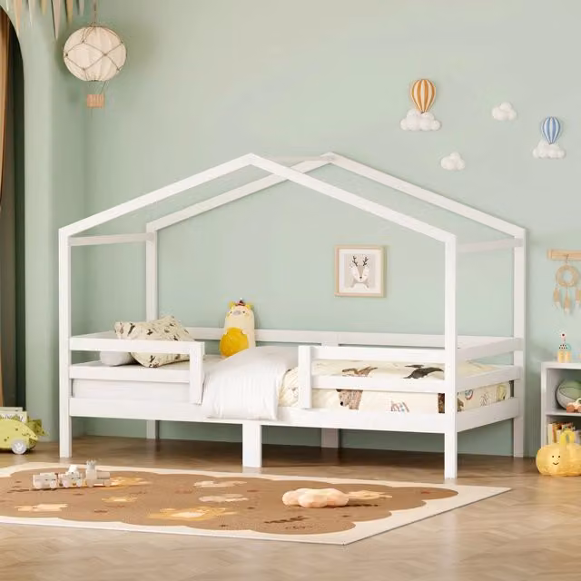 Letto per bambini SINGULARTY a forma di casetta in legno di pino bianco, L/P: 200 x 90 cm