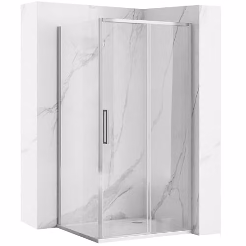 Rea - Box Doccia Rapid Slide Chrom Box Doccia Senza Piatto Doccia Vetro Temperato Di Sicurezza Trasparente 6 mm (Cromo) Porta: 140 Parete: 100 cm