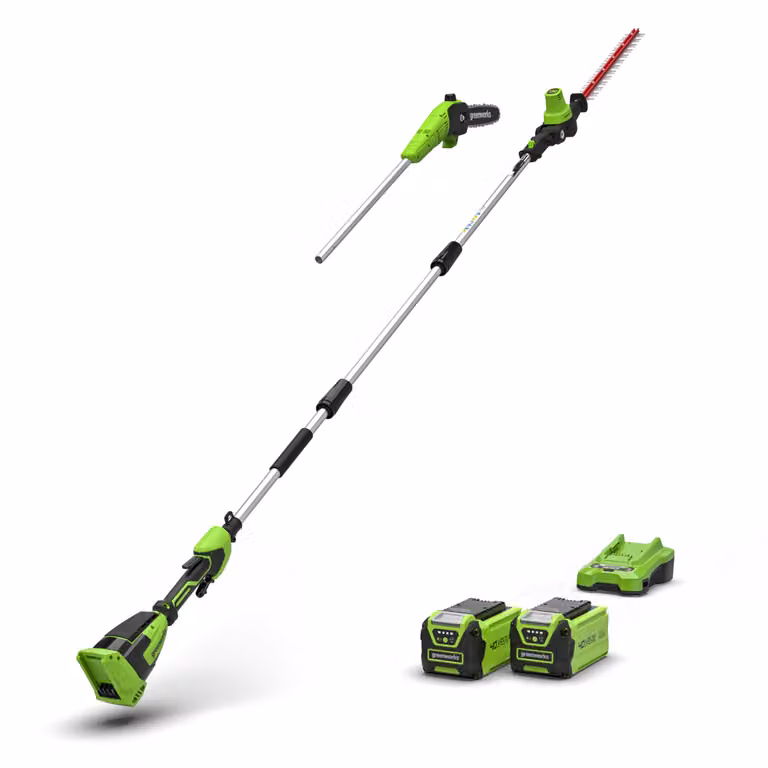 Greenworks 40V Potatore & Tagliasiepi a palo Gen. II - 2x Batterie 2Ah