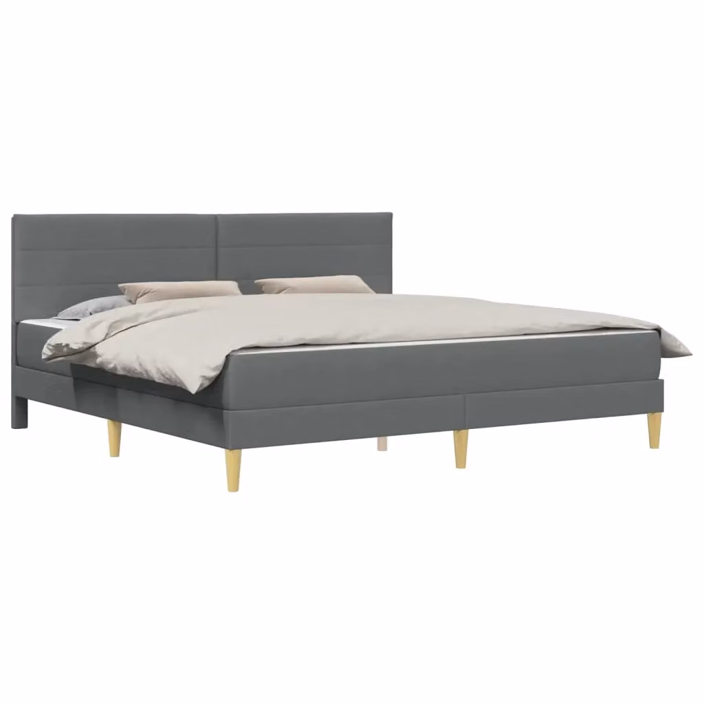 Letto matrimoniale moderno vidaXL con struttura imbottita in tessuto grigio L: 180 cm, P: 200 cm, H: 96 cm – 2