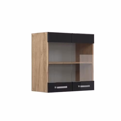 Vicco Mobile da cucina in vetro R-Line, Nero lucido, 60 cm