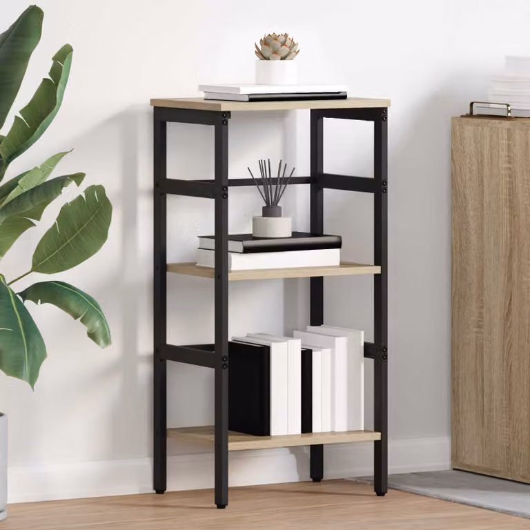 Libreria a 2 livelli vidaXL in stile industrial con legno e metallo, L 40 cm x P 29,5 cm x H 81 cm, Marrone e Nero