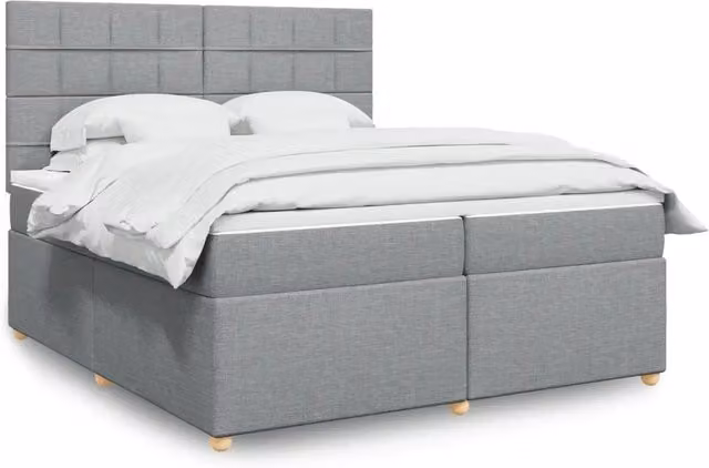 Letto Ibrido con Giroletto a Molle e Materasso vidaXL Grigio Chiaro e Bianco L/P: 200 x 200 cm