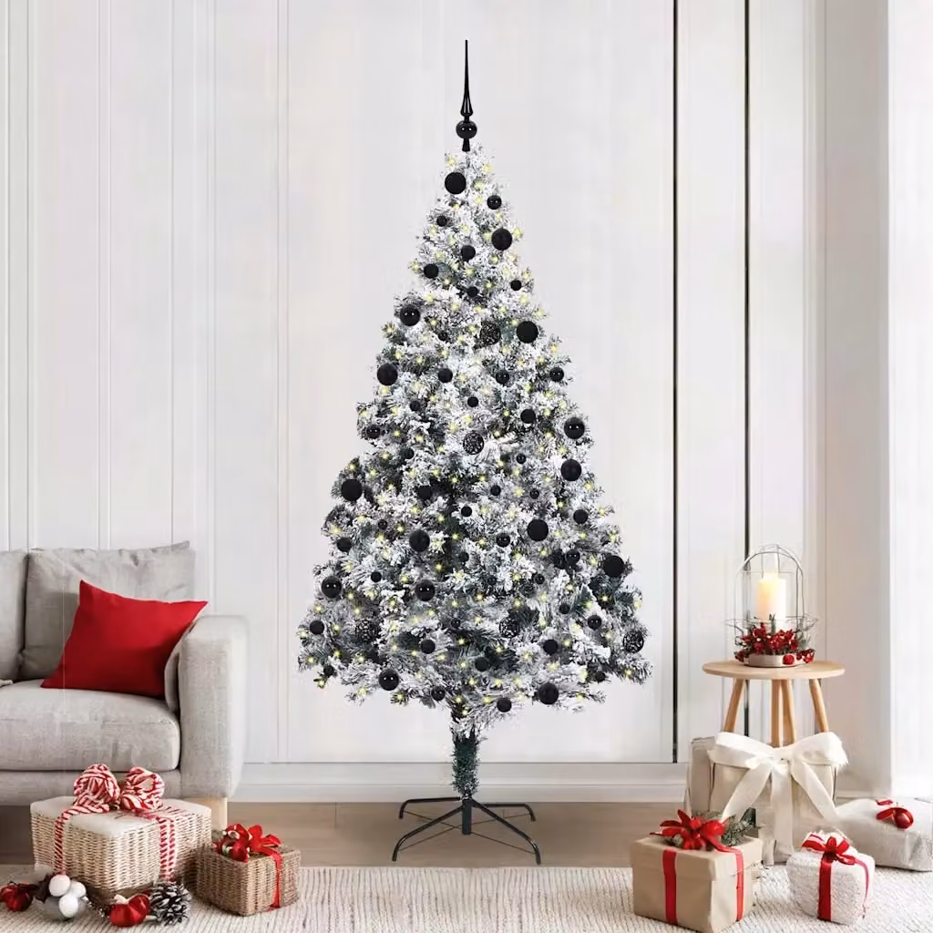 Albero di Natale artificiale moderno verde con 300 LED bianco caldo, Altezza: 210 cm – 2