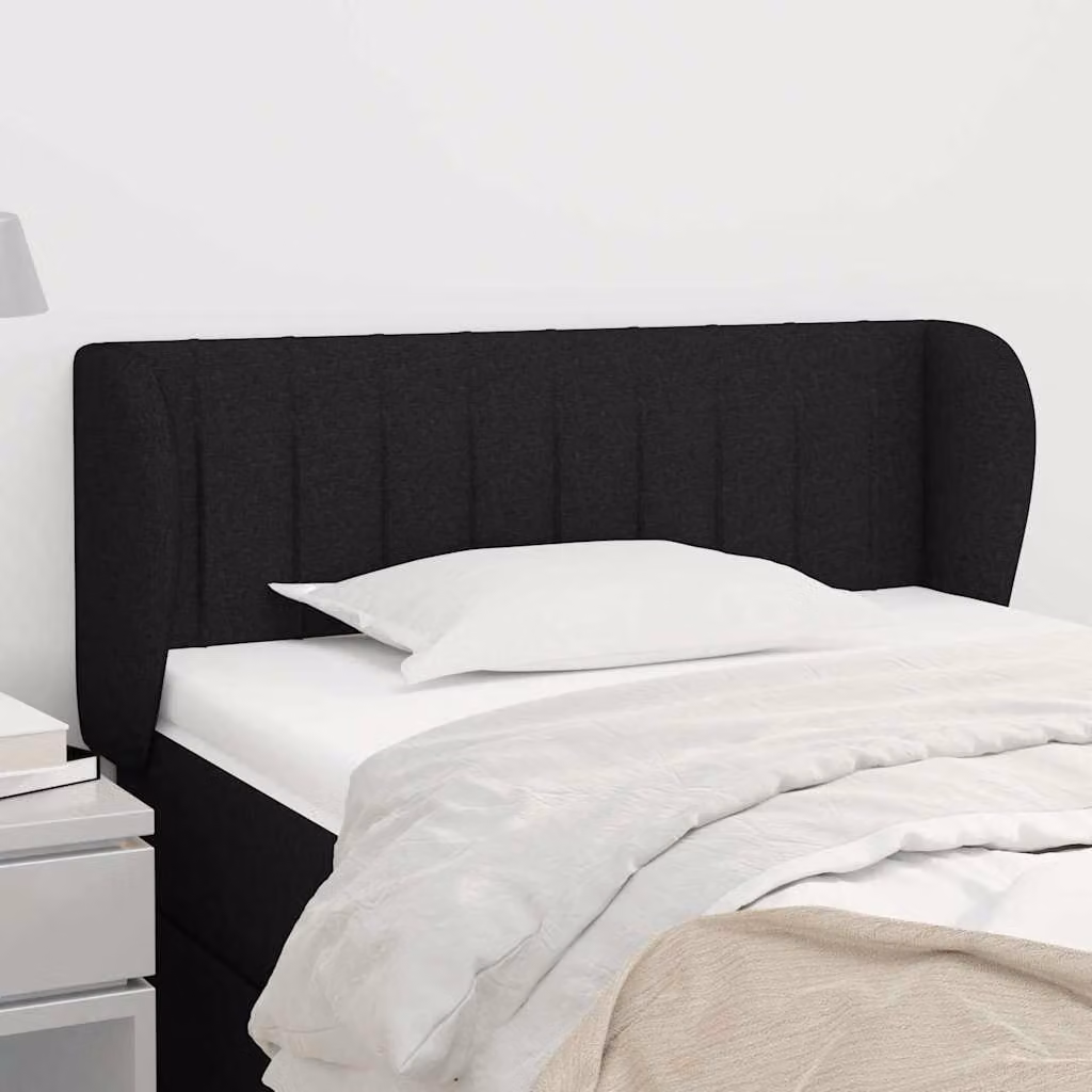Testiera ad orecchio vidaXL in tessuto nero L: 103 cm, P: 23 cm, H: 78-88 cm
