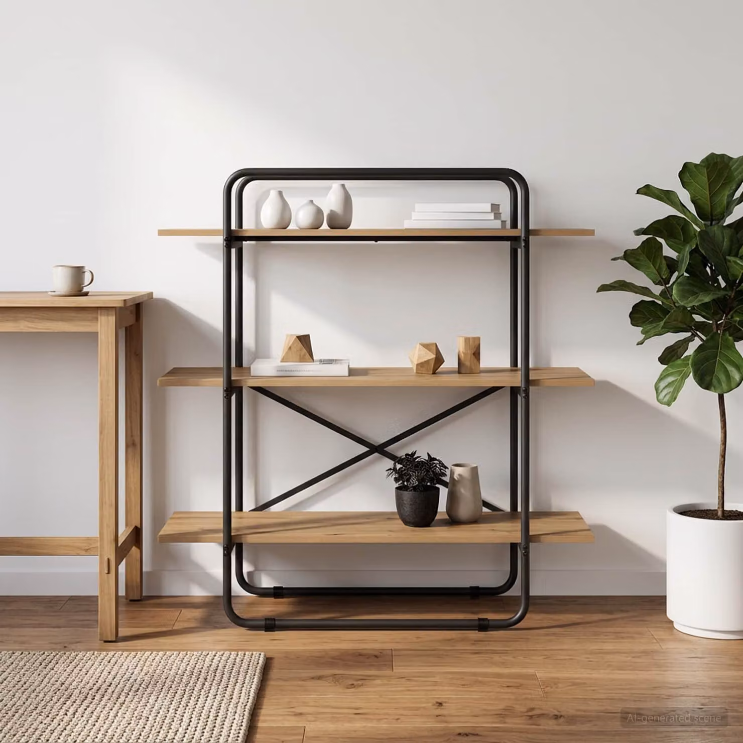Libreria vidaXL a 3 livelli in stile industriale, Rovere Artigianale, L 100 cm x P 35 cm x H 105 cm