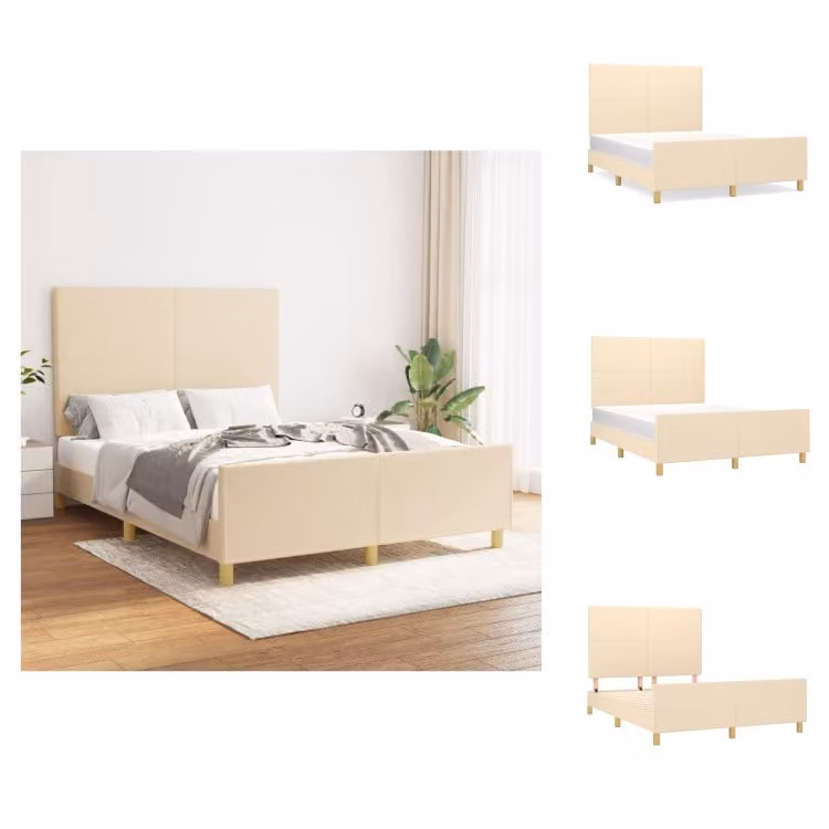 vidaXL Struttura letto con testiera in tessuto crema 140x200 cm - Letti e strutture letto