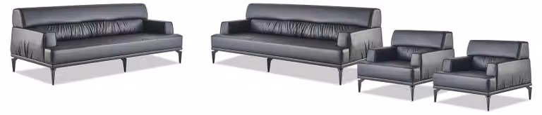 Sofagarnitur Couch Polster Möbel Büroeinrichtung Sitzer Schwarz Sofa-Set 4tlg.