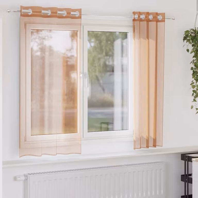 Set di 2 tende in voile semi-trasparenti vidaXL con occhielli, colore terracotta, L: 140 cm x H: 175 cm