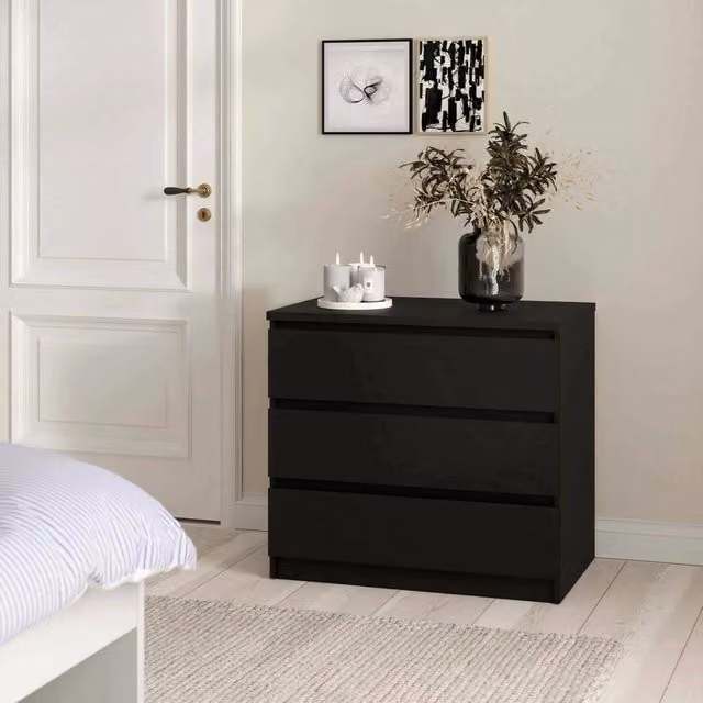 Cassettiera Artic DMORA nera con finitura opaca per camera da letto o soggiorno L: 77 cm, P: 50 cm, H: 70 cm – 1