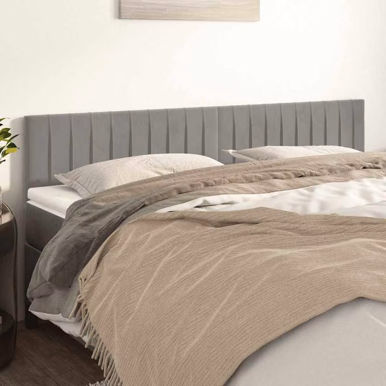 Testiera per letto vidaXL in velluto grigio chiaro, L: 180 cm, P: 5 cm, H: 78-88 cm