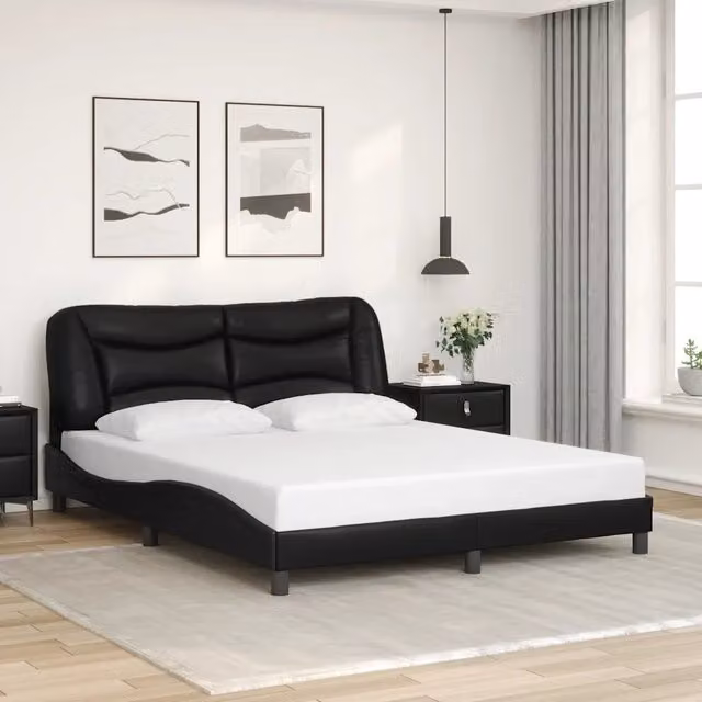 Giroletto senza materasso Hvar vidaXL in similpelle nero L/P: 160 x 200 cm