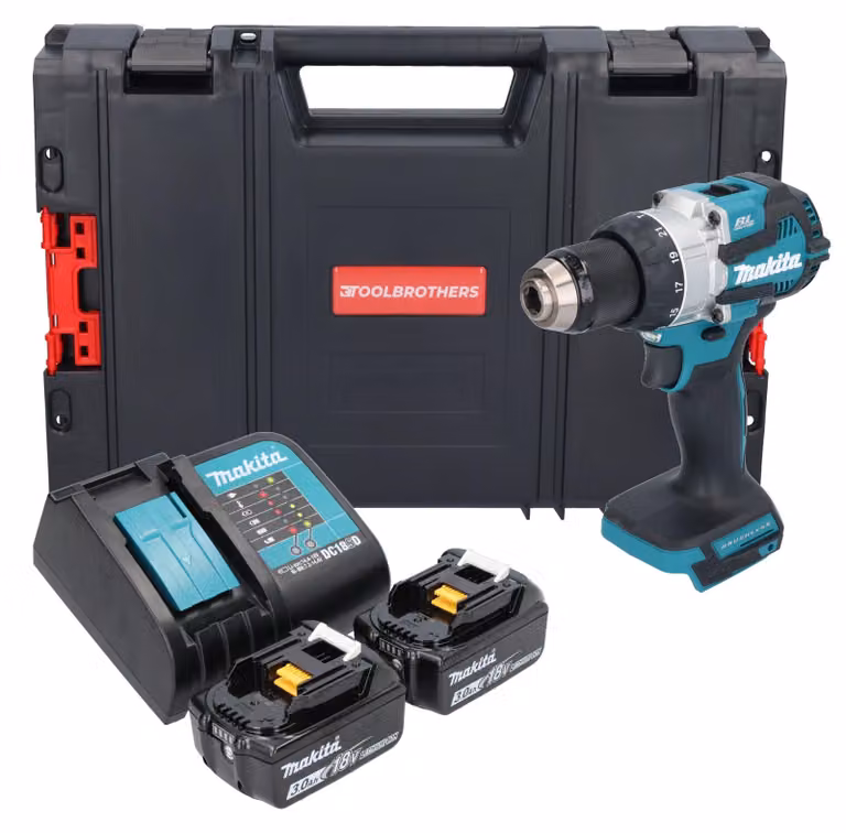 Makita DHP 489 SFJ-R trapano a percussione a batteria 18 V 73 Nm brushless + 2x batteria ricaricabile 3,0 Ah + caricabatterie + RHINO