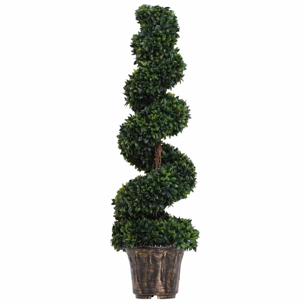 Pianta Finta di Bosso a Spirale Verde con Vaso Minimal Altezza: 120 cm – 2