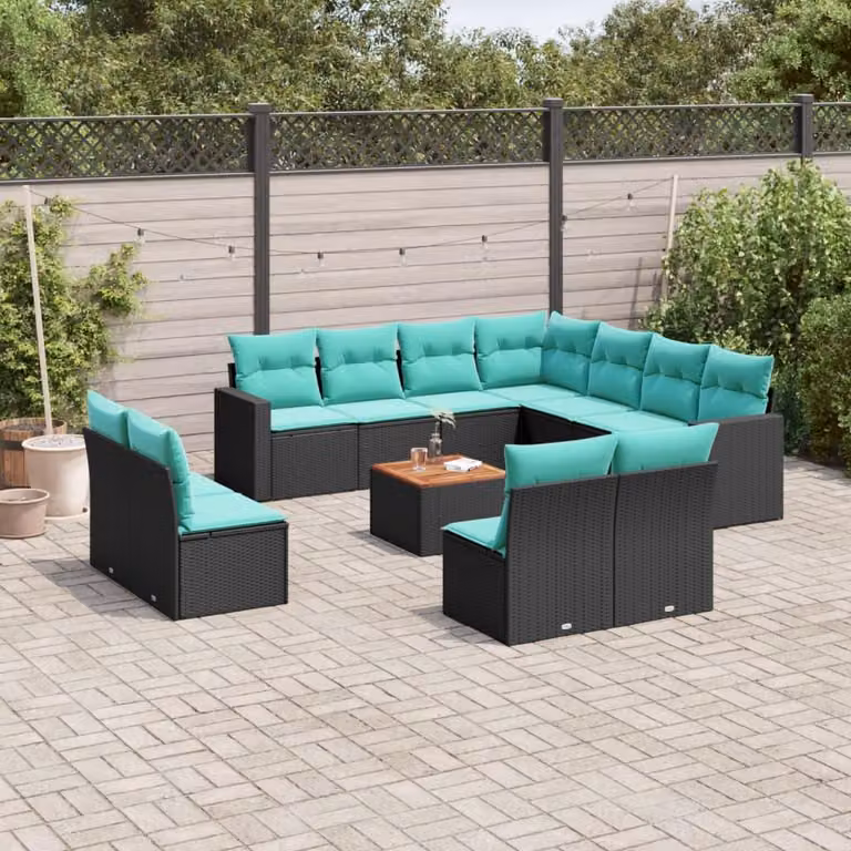 Maison Exclusive - Set divani da giardino 12 pezzi con cuscini in polyrattan nero