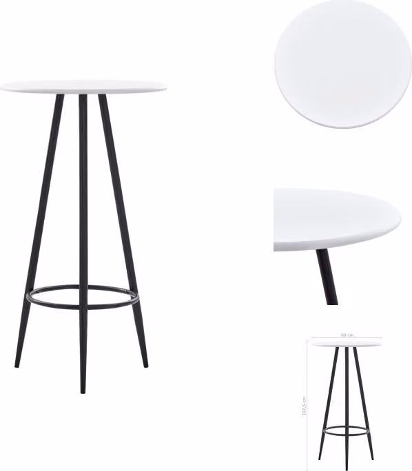 vidaXL Tavolo da bar bianco 60×107,5 cm MDF - Tavoli da pranzo