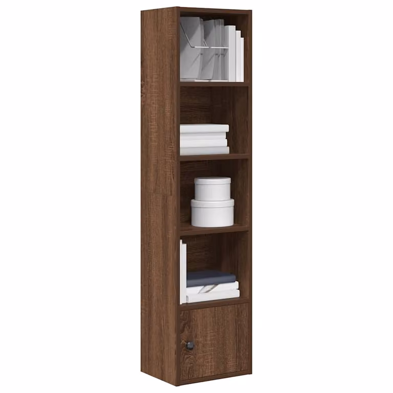 Libreria moderna vidaXL in legno multistrato e MDF, colore marrone, L/P/H: 31 x 24 x 127 cm