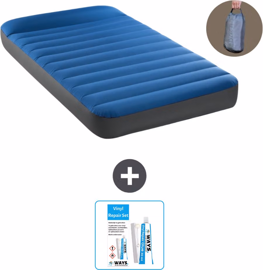 Intex Airbed - 1 persona - 99 x 191 x 22 cm - Blu - Pompa inclusa - Kit di riparazione