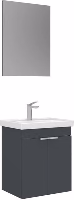 Set mobile lavabo con specchio (2 pezzi) "Desna 50" - 50 x 38 x 58 cm - Antracite opaco