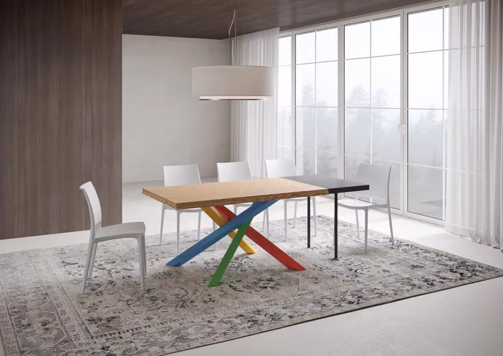 Tavolo allungabile moderno Itamoby in legno di rovere con gambe a X, L/P/H: 160 x 90 x 75 cm (estendibile a 210 cm) – 2