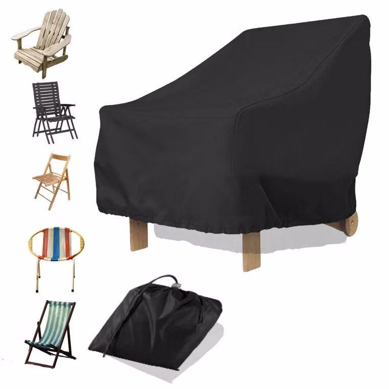 Copertura impermeabile e resistente al vento per sedia da giardino, 210D, colore nero, dimensioni 80x85x91 cm