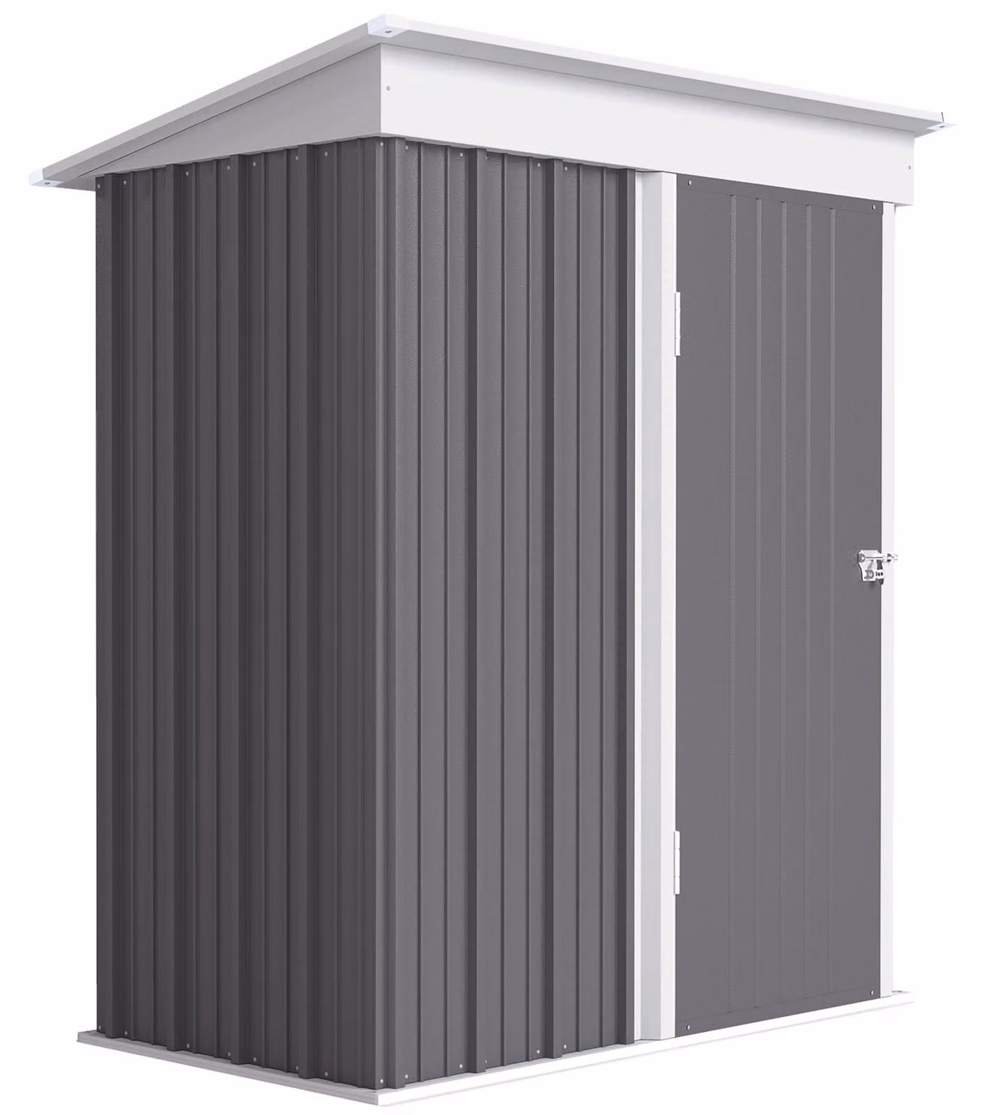Capanno da giardino in metallo con scaffali e porta con serratura | Colore: Grigio | Dimensioni: 161x95x163/181 cm