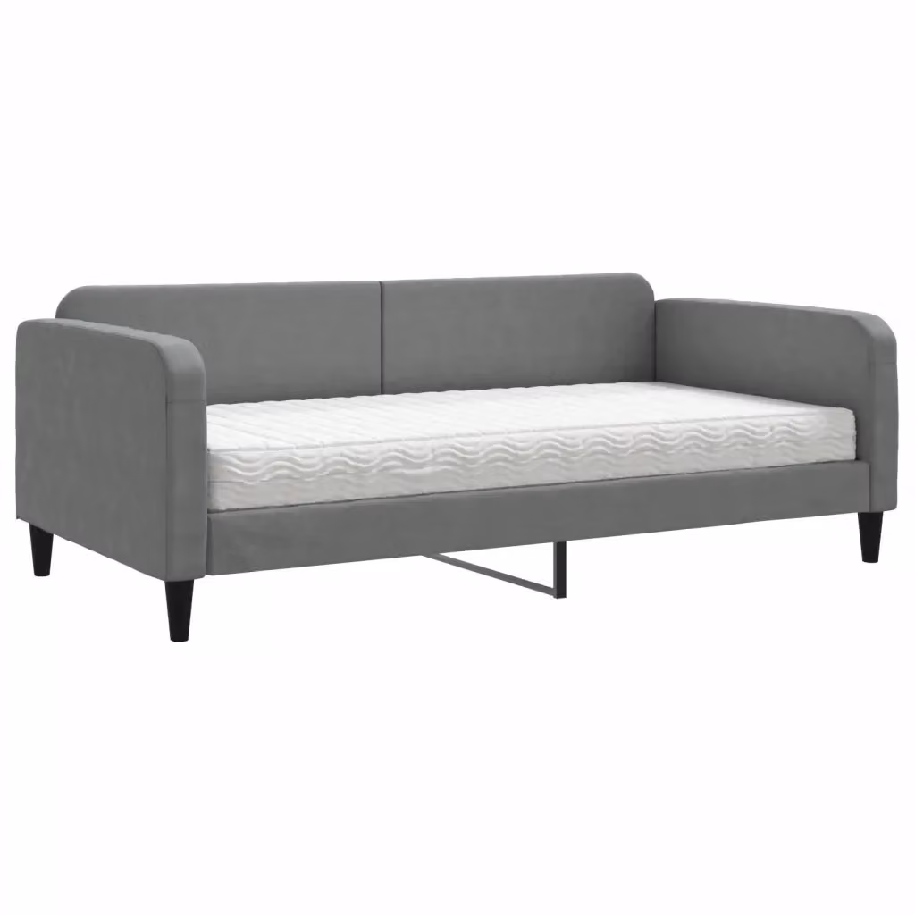 Divano Letto Moderno vidaXL in Tessuto Grigio con Materasso – 2