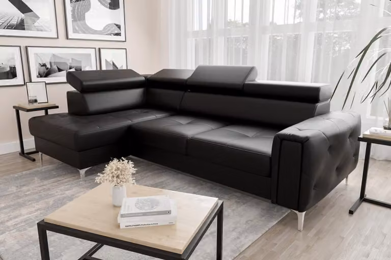 Ledersofa L-Form Couch Wohnzimmer Ecke Design Wohnlandschaft Couchen Sofas
