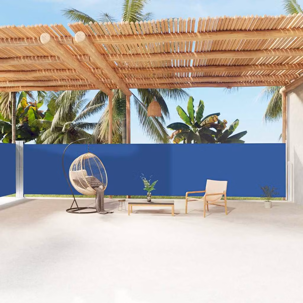 Tenda da sole laterale retrattile vidaXL in poliestere blu L: 1200 cm, H: 160 cm