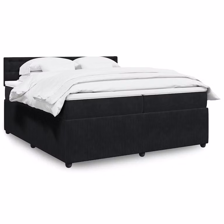 vidaXL Letto Ibrido con Giroletto a Molle e Materasso in Velluto Nero L/P: 200 x 200 cm
